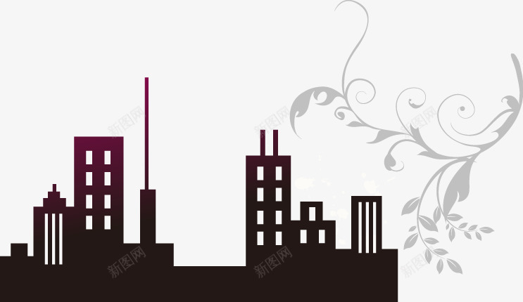 手绘黑色城市楼房图案png免抠素材_新图网 https://ixintu.com 图案 城市 手绘 楼房 黑色