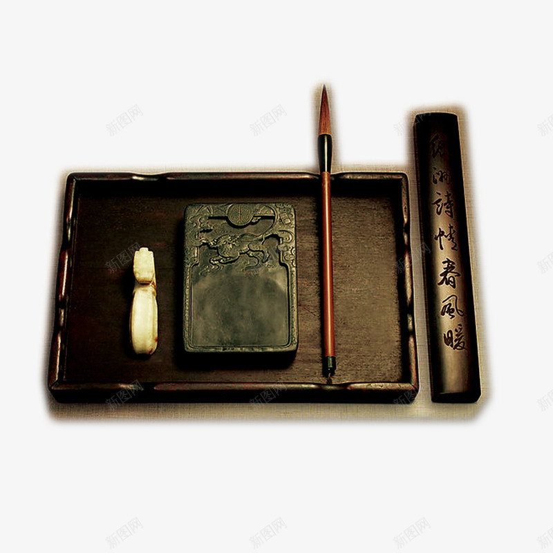 笔墨纸砚png免抠素材_新图网 https://ixintu.com 中国风 毛笔 砚台 笔墨纸砚
