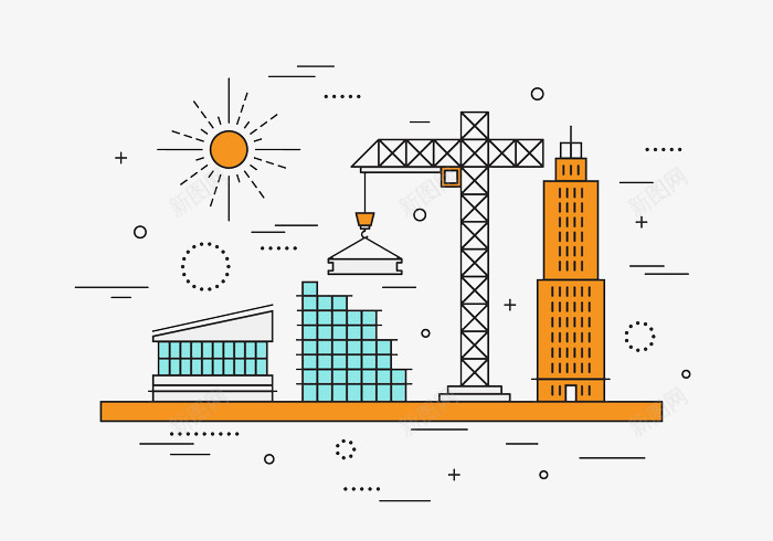 建设工地扁平化png免抠素材_新图网 https://ixintu.com 建设公司 扁平化 简约