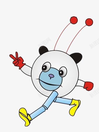 奔跑的小熊猫png免抠素材_新图网 https://ixintu.com 卡通 大长腿 白色