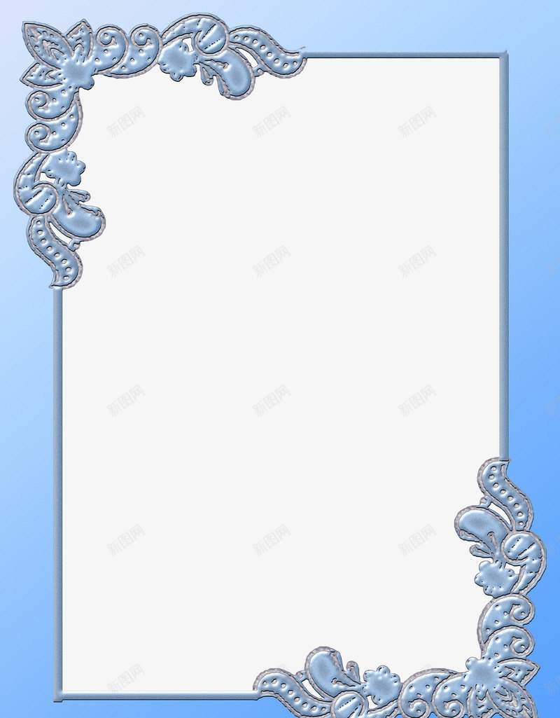 蓝色边框png免抠素材_新图网 https://ixintu.com 影楼 相框 花框 装饰 装饰边框 边框 边框装饰
