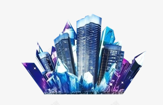 地产广告png免抠素材_新图网 https://ixintu.com 创意 楼房 灯火辉煌 蓝色