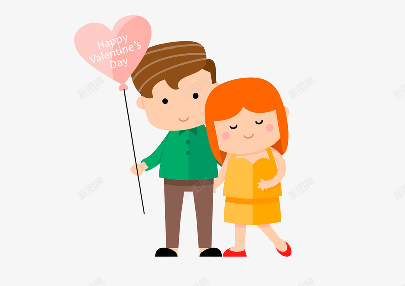 情侣人物图png免抠素材_新图网 https://ixintu.com 人物 女孩 男孩 情侣 气球 爱心 装饰