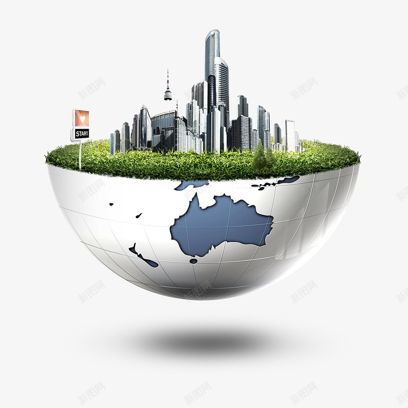 城市建筑png免抠素材_新图网 https://ixintu.com 半球体 城市建筑 绿地