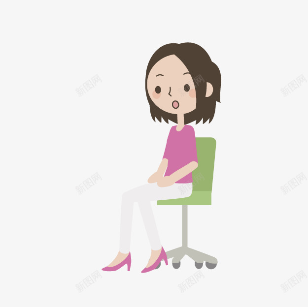 卡通等候小人png免抠素材_新图网 https://ixintu.com 卡通小人 手绘女生 短发女生 等候小人