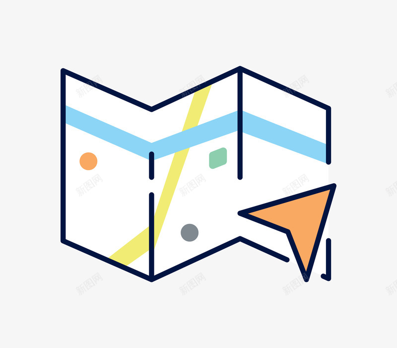地图和地理位置图标png_新图网 https://ixintu.com 地理位置 指示 方向 旅行 箭头 纸质地图