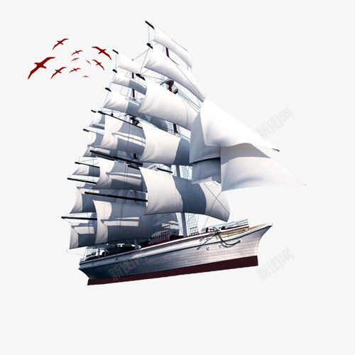 帆船飞鸟免费psd免抠素材_新图网 https://ixintu.com Png素材 png 免费 免费素材 帆船 船 飞鸟