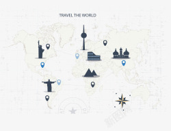 世界地图旅游海报矢量图素材