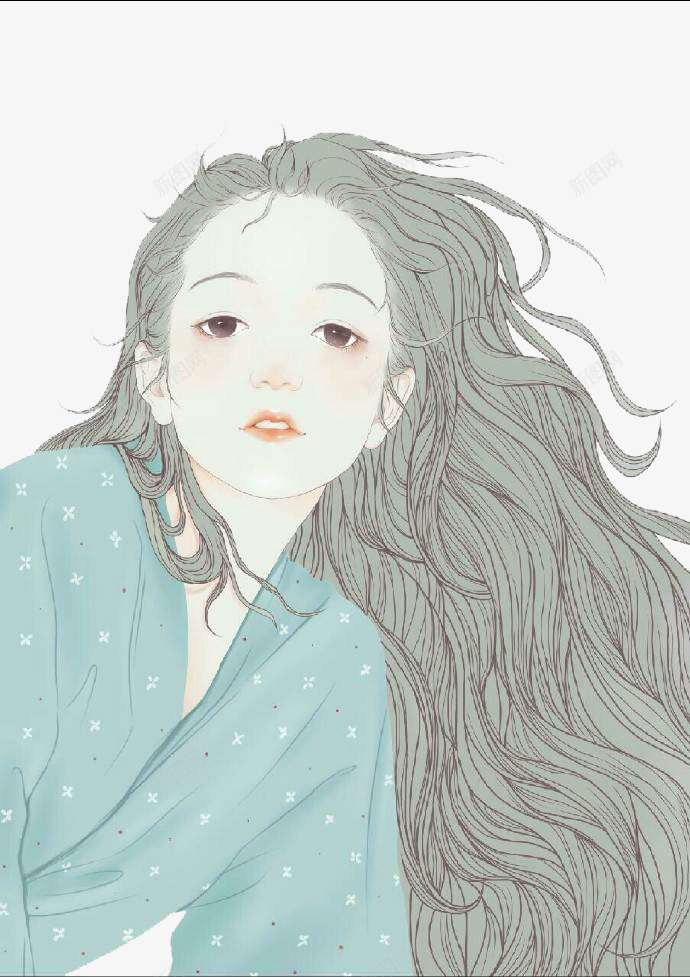 睡醒的少女png免抠素材_新图网 https://ixintu.com 唯美 少女 迷蒙 长发