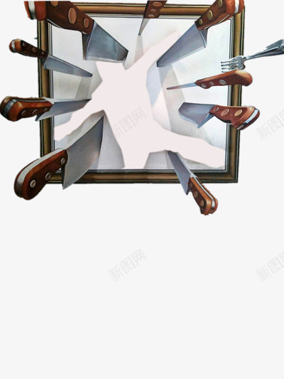 3D菜刀相框png免抠素材_新图网 https://ixintu.com 3D 创意壁画 壁画 相框 菜刀