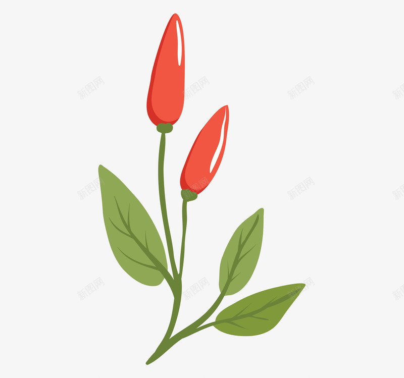 枝叶上的红辣椒卡通图png免抠素材_新图网 https://ixintu.com 卡通 叶子 尖辣椒 枝叶 桔梗 红辣椒 辣辣的