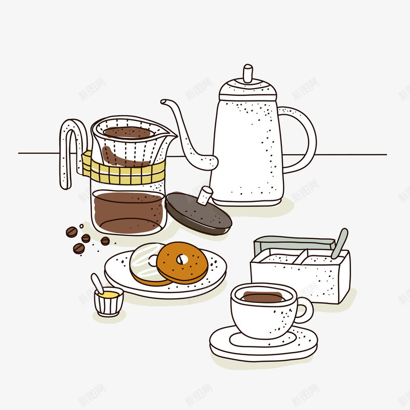 手绘小点心精致食物png免抠素材_新图网 https://ixintu.com 咖啡机 小清新 手绘平面 日常餐点 甜甜圈 精致生活 美味食物 美好生活 饮料
