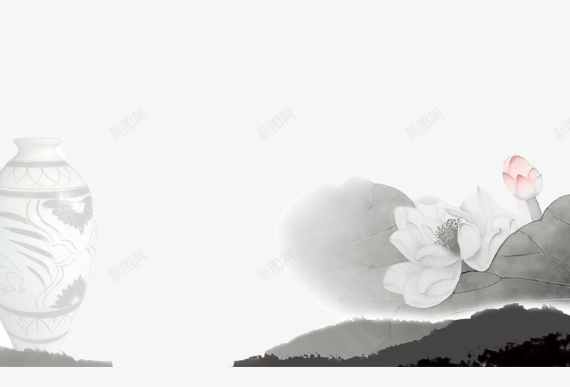 水墨psd免抠素材_新图网 https://ixintu.com 黑色墨水古风中国风
