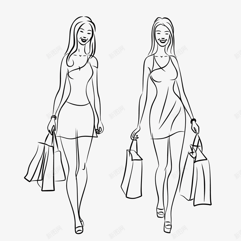 简笔购物女郎png免抠素材_新图网 https://ixintu.com 双十一购物 商场购物女人 妇女节购物 简笔购物女人