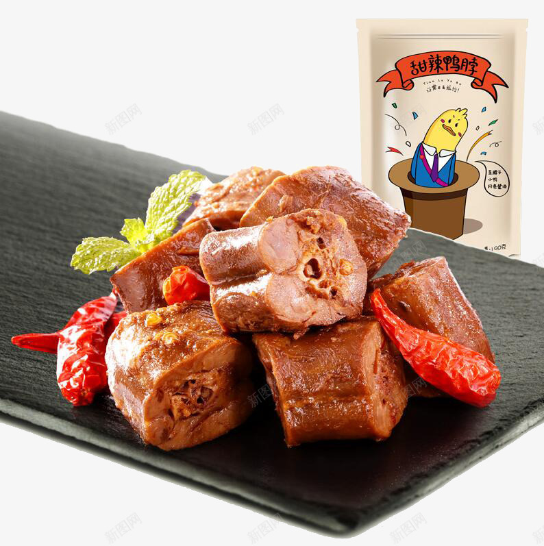 良品铺子麻辣鸭脖子png免抠素材_新图网 https://ixintu.com 产品实物 卤味 零食 香辣