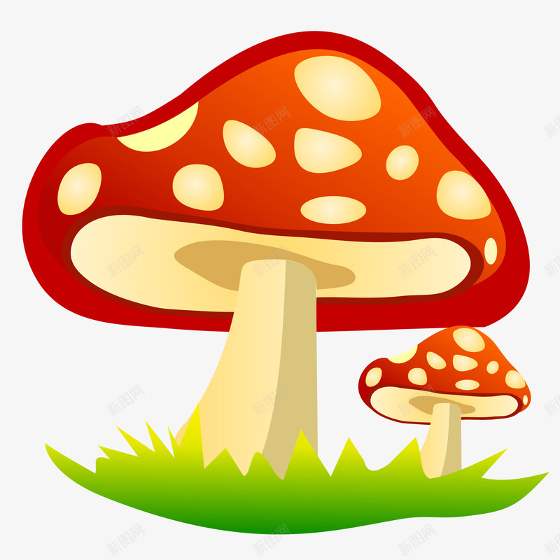 圆点蘑菇矢量图ai免抠素材_新图网 https://ixintu.com 圆点 矢量蘑菇 绿叶 绿色 草地 蘑菇 矢量图