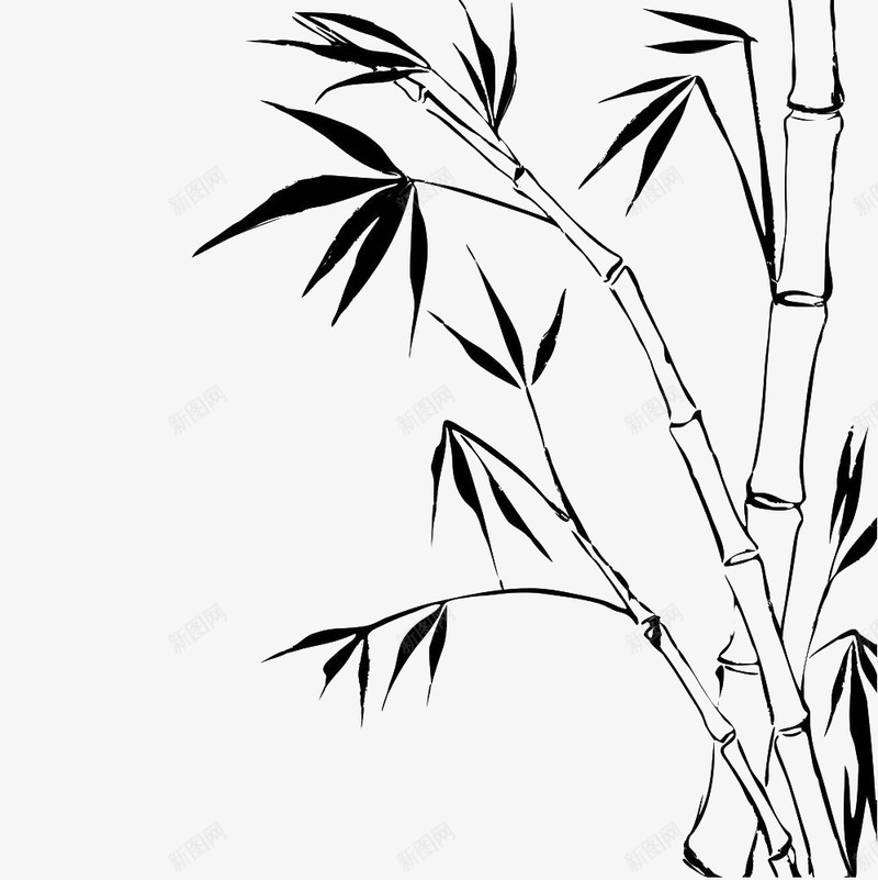手绘黑色竹子png免抠素材_新图网 https://ixintu.com 手绘 竹叶 竹子 竹子线条 竹节 线条 黑色