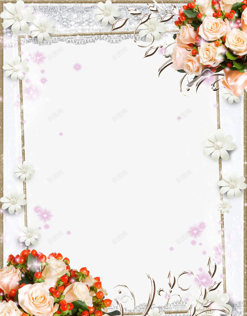 花样相框psd免抠素材_新图网 https://ixintu.com 叶子 底纹边框 花 边框相框