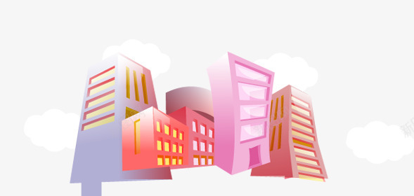 卡通城市png免抠素材_新图网 https://ixintu.com 城市建设 楼房 高楼大厦