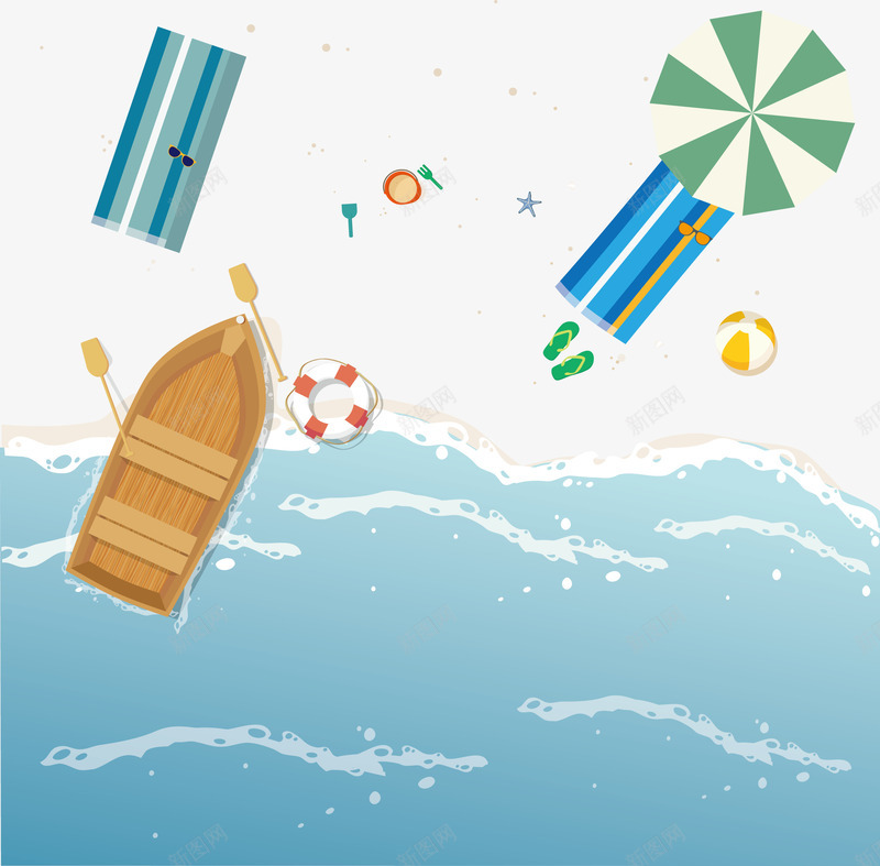 蓝色海边海滩矢量图eps免抠素材_新图网 https://ixintu.com 沙滩 海滩 海滩PNG 海边海滩 矢量海滩 蓝色大海 矢量图