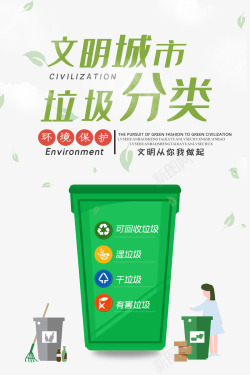 旅行宣传文案文明城市垃圾分类垃圾桶高清图片