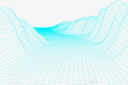 蓝色网格科技感抽象地面线条矢量图素材