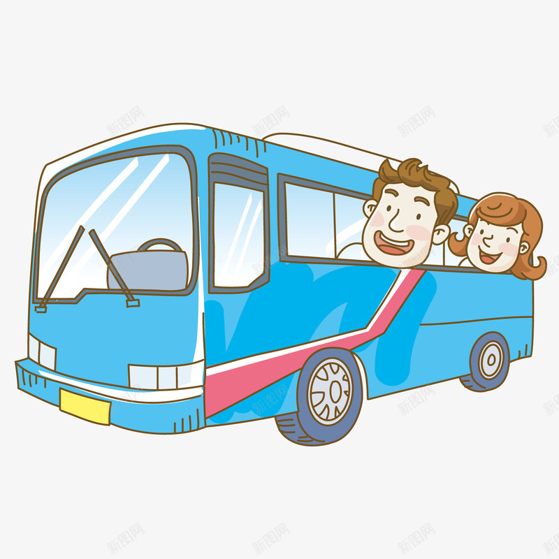 卡通旅行车矢量图ai免抠素材_新图网 https://ixintu.com 人物 卡通 旅行车 矢量图