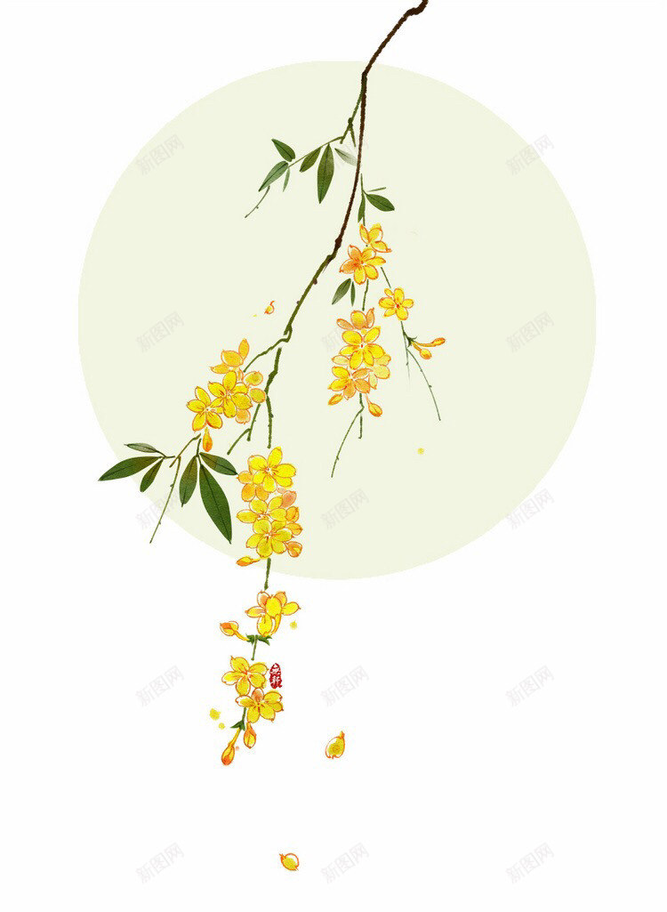 黄色花朵花卉月亮png免抠素材_新图网 https://ixintu.com 月亮 花卉 花朵 黄色