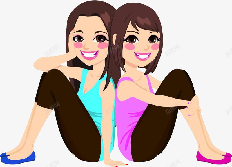 坐着地上的双胞胎png免抠素材_新图网 https://ixintu.com 休息 侧坐 卡通手绘 双胞胎 坐 坐着 微笑 背对着的人 背对背 调整