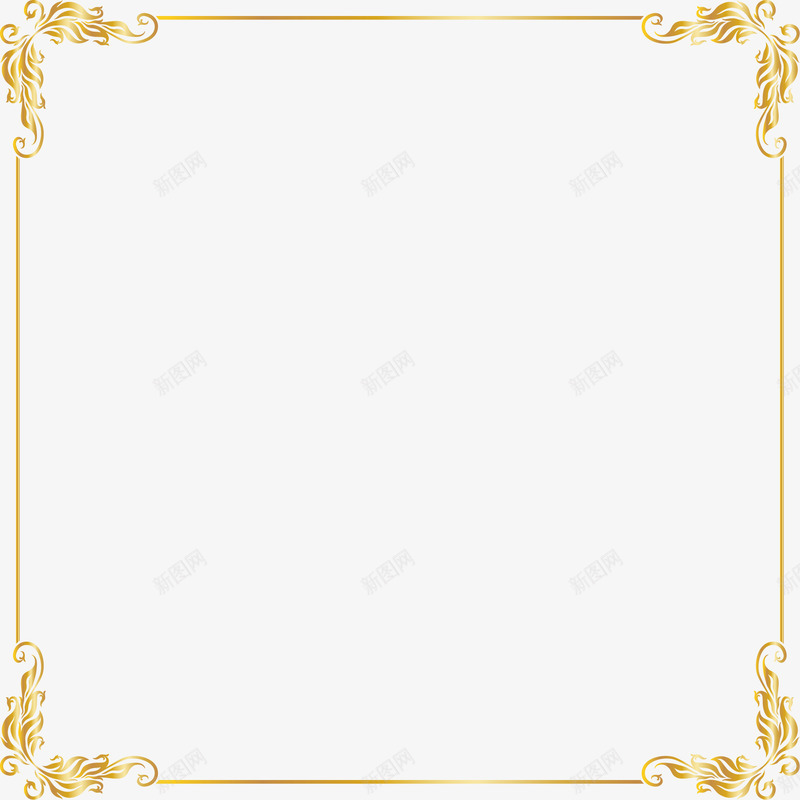 金色花纹边框纹理png免抠素材_新图网 https://ixintu.com 免抠PNG 图形框 图形框框 方形边框 方框 翅膀花纹 金属边 金属边框 金色底边 金色边边 高档