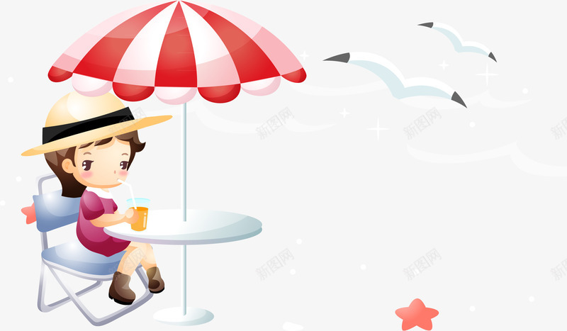 在沙滩上度假png免抠素材_新图网 https://ixintu.com 休闲 卡通 度假 沙滩