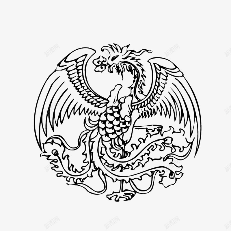 中国风纹样png免抠素材_新图网 https://ixintu.com 中国风纹样 中式传统图案 凤凰白描 凤纹 吉祥图案 线描插画