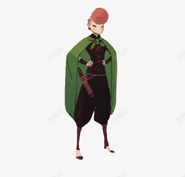绿色披风女侠png免抠素材_新图网 https://ixintu.com 卡通 女侠 披风 绿色