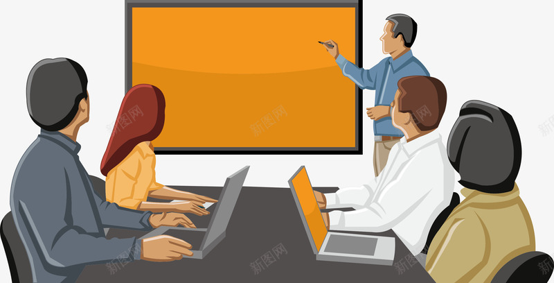 PPT卡通人物png免抠素材_新图网 https://ixintu.com PPT素材 上班族 上班族海报 会议 办公 卡通 商务团队 扁平化 职场