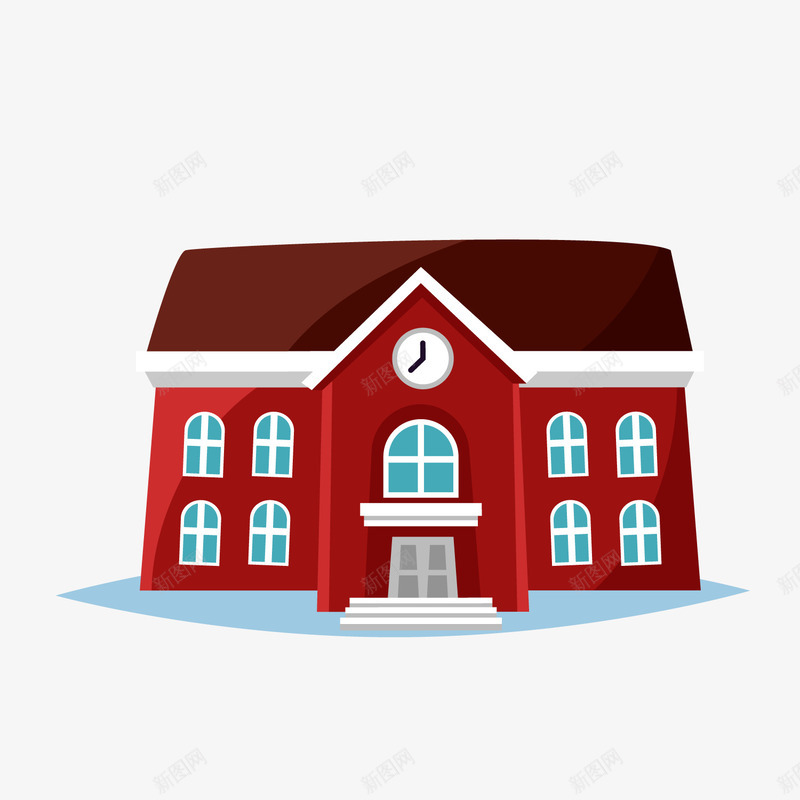红色学校建筑物png免抠素材_新图网 https://ixintu.com 卡通房子 学校 建筑物 红色房子 背景装饰