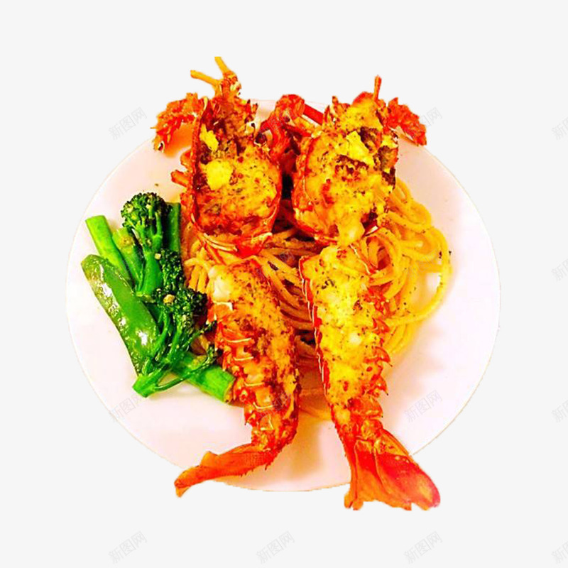 蒜蓉龙虾面psd免抠素材_新图网 https://ixintu.com 两只 大龙虾 海鲜面 营养搭配 蒜蓉龙虾 面条 龙虾面