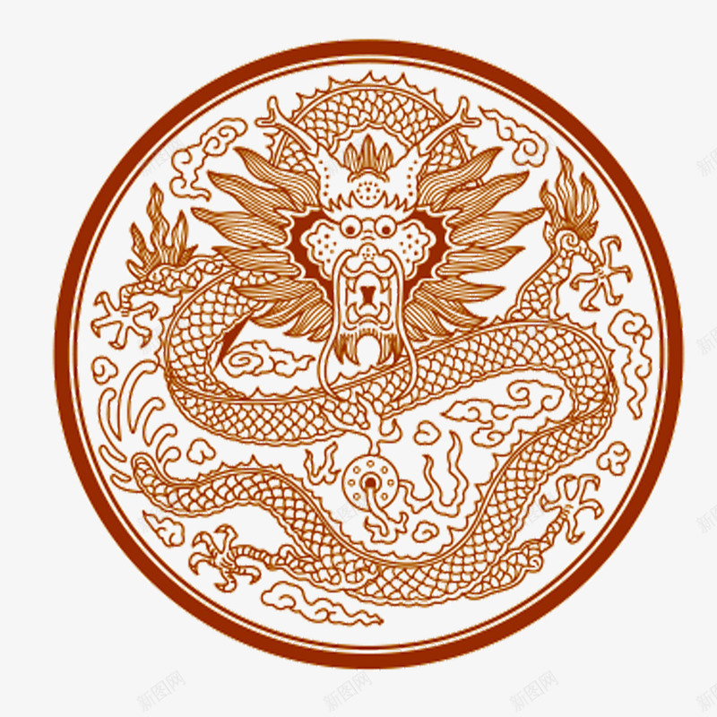 古风龙纹边框png免抠素材_新图网 https://ixintu.com 中国风边框圆 中国风龙 中国龙 古风龙 龙 龙图腾 龙形图腾 龙花纹 龙边框