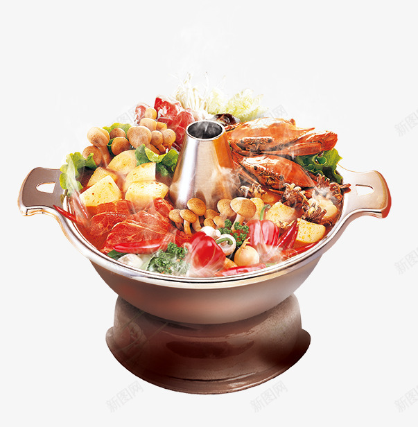 火锅png免抠素材_新图网 https://ixintu.com 中国美食 海鲜 火锅 烟雾 食物