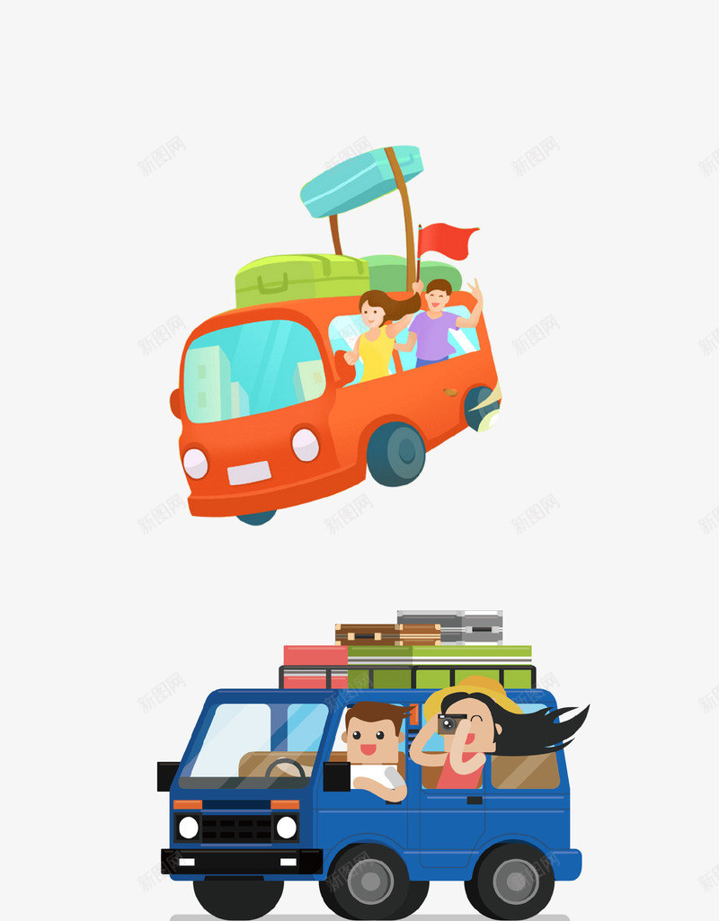 卡通春季旅游公交车psd免抠素材_新图网 https://ixintu.com 公共汽车 卡通手绘 旅游 旅行 春季 行李