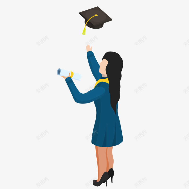 立体化卡通学生毕业季矢量图ai免抠素材_新图网 https://ixintu.com 上学 写论文 卡通 女学生 学习娃娃 教育 毕业季 看书 老师 运动 青少年 矢量图