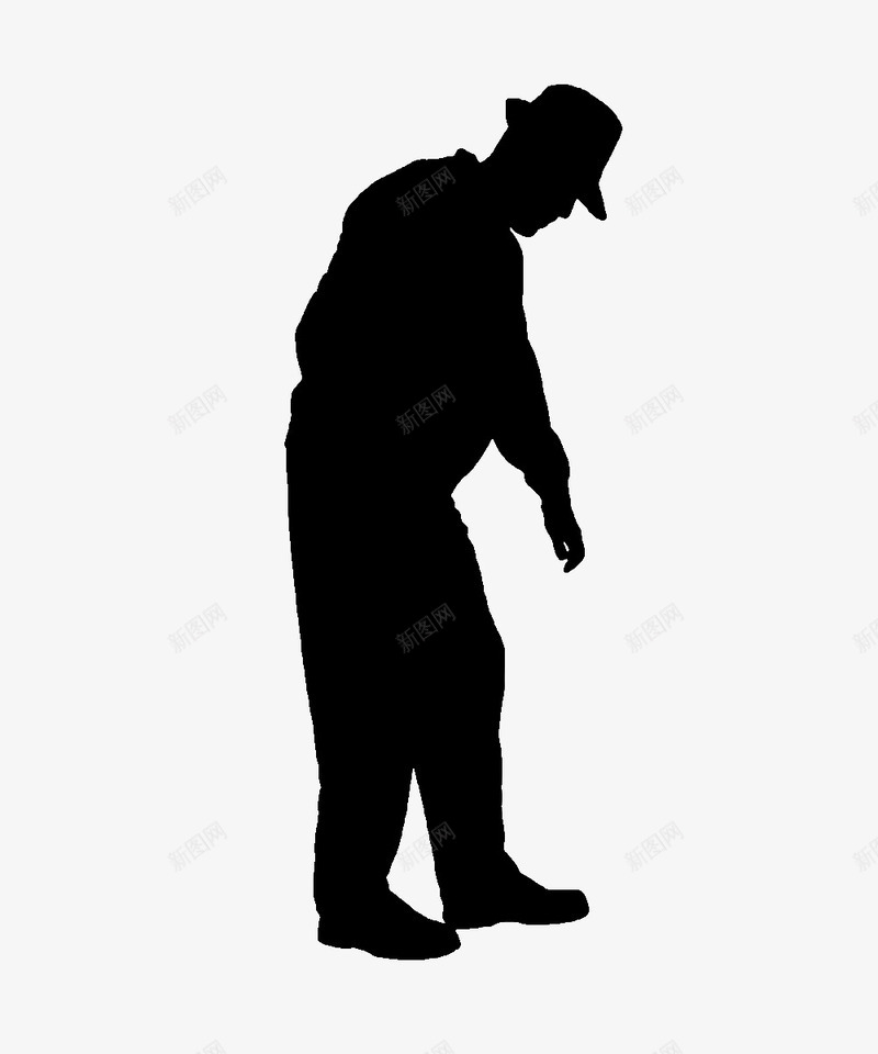 老人弯腰低头侧影图标png_新图网 https://ixintu.com 佝偻 剪影 老人 老人剪影