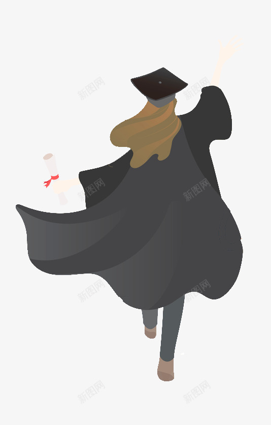 毕业季挥手的女孩背影插画png免抠素材_新图网 https://ixintu.com 女孩 学位 学士学位 学士服 手绘人物 挥手 插画 毕业季 背影