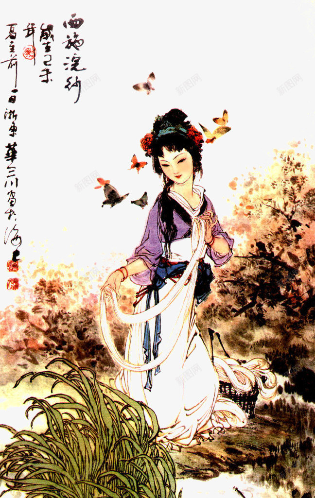 工笔人物画png免抠素材_新图网 https://ixintu.com 中国画 典雅端庄 古代女子 唯美 国画美女 美女 美女肖像画