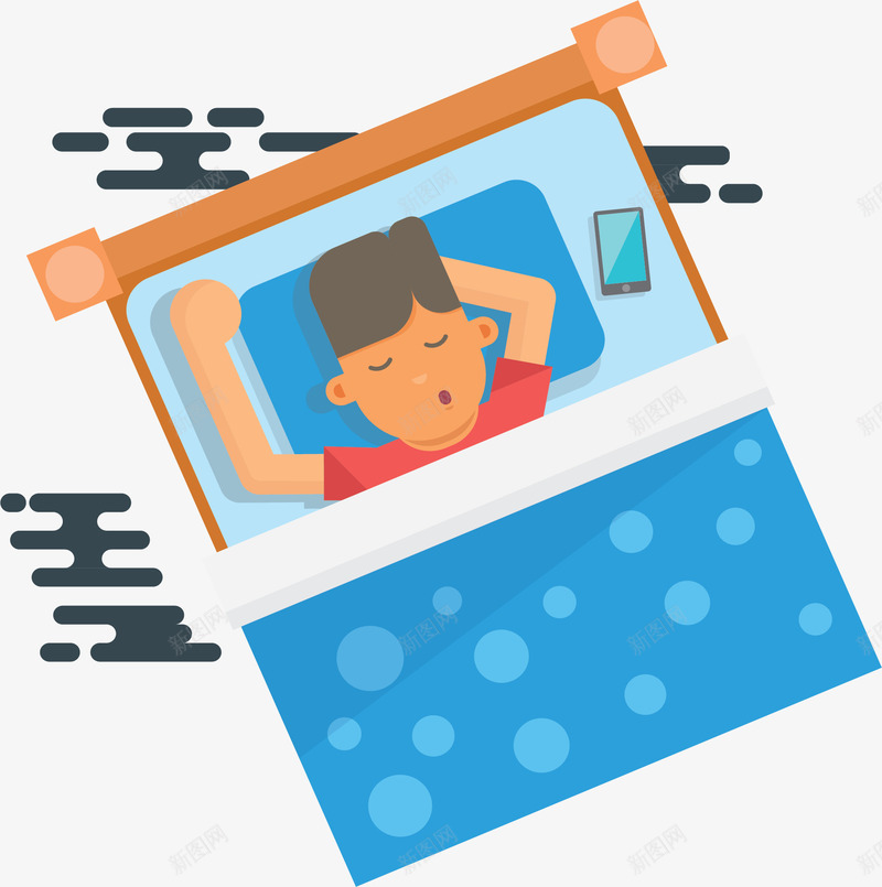 盖着蓝色被子的人矢量图ai免抠素材_新图网 https://ixintu.com 世界睡眠日 睡眠日 睡觉 睡觉的人 矢量png 蓝色被子 矢量图