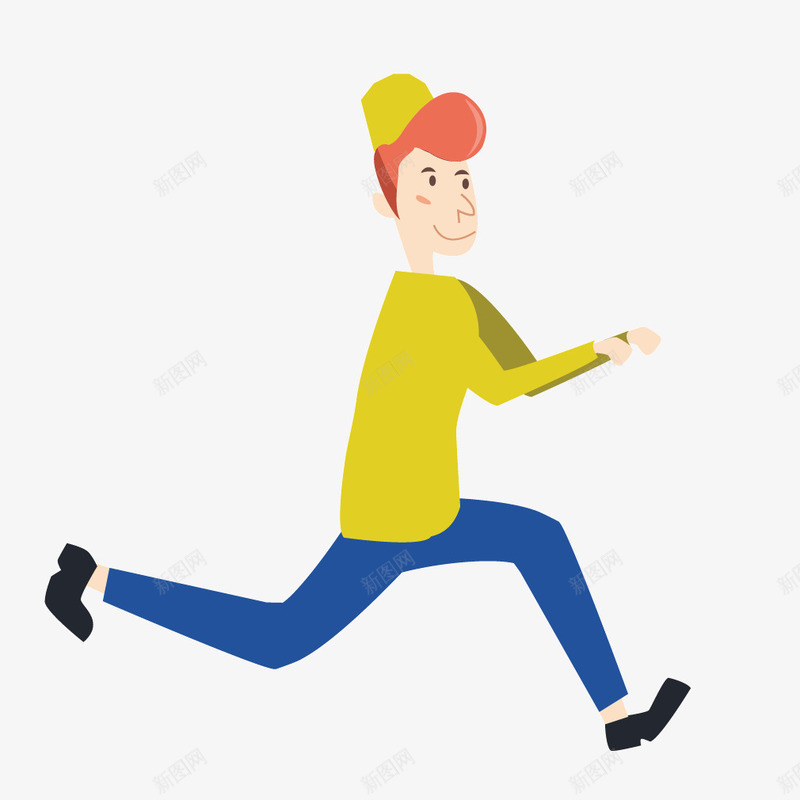 黄色人物奔跑扁平png免抠素材_新图网 https://ixintu.com 人物 奔跑 扁平 黄色