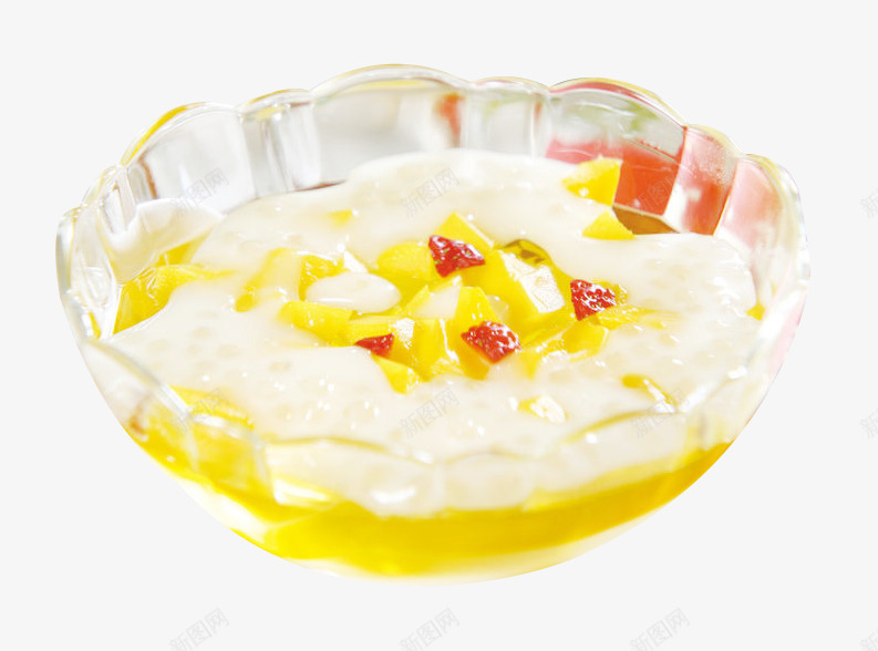 芒果布丁饮品png免抠素材_新图网 https://ixintu.com 产品实物 奶白色 布丁 美味 芒果 装饰 饮品 香甜可口
