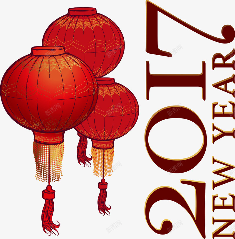 红色灯笼矢量图eps免抠素材_新图网 https://ixintu.com 2017 2017年 卡通灯笼 红色灯笼 鸡年 矢量图