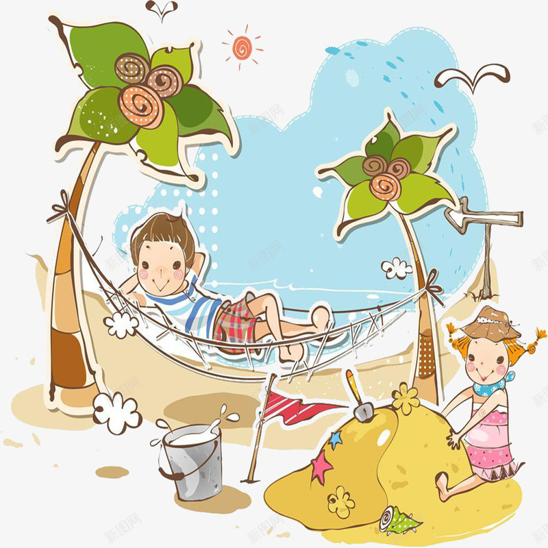 沙滩边上玩耍png免抠素材_新图网 https://ixintu.com 沙滩上玩耍的人 沙滩上的人 沙滩玩耍 海滩休息 海滩玩耍 海边沙滩
