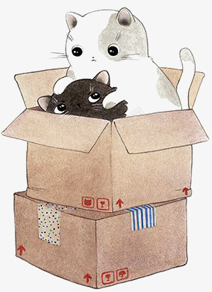 流浪猫png免抠素材_新图网 https://ixintu.com 卡通猫咪 流浪猫 纸盒子