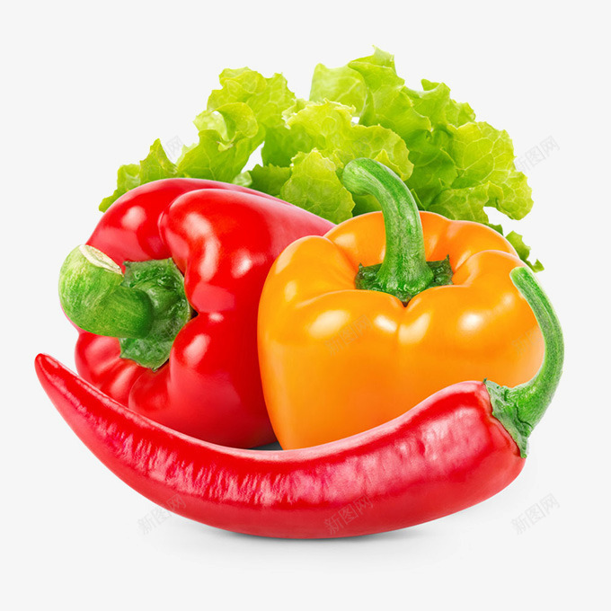 新鲜辣椒青菜png免抠素材_新图网 https://ixintu.com 新鲜蔬菜 生菜 红椒 蔬菜堆积 辣椒 青椒 青菜